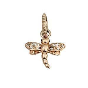 Authentic Pandora Sparkling Rose Gold Dragonfly Charm Pendant - NWT